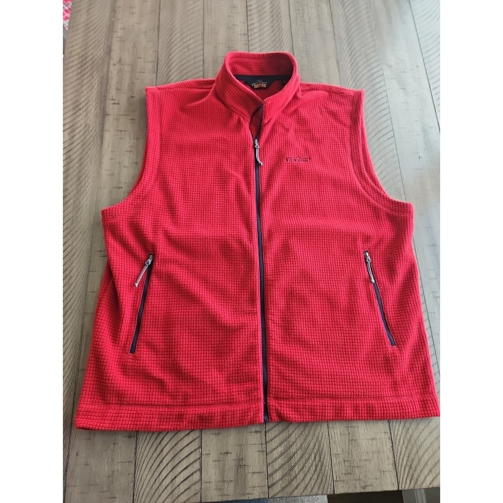 Orvis trout Bum Vest Men Large Red Knit Outdoor Fish Gorpcore Full Zip Pockets
